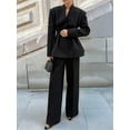 thumbnail image 4 of Women Breasted Blazer Pants Suit 2 Piece Outfits Casual Long Sleeve Blazer Set for Work Business Black L, 4 of 9