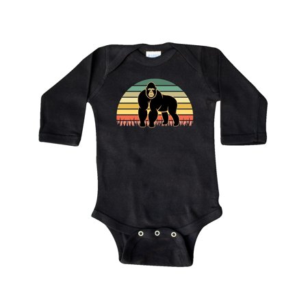 

Inktastic Gorilla Retro Sunset Jungle Animal Gift Baby Boy or Baby Girl Long Sleeve Bodysuit