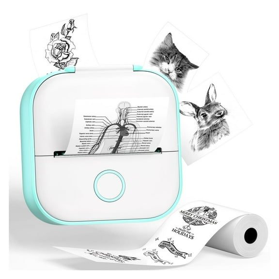 Sticker Printer- T02 Print Pods Mini Sticker Printer Maker, Inkless Machine Portable, Bluetooth Thermal Pocket Photo Maker for Study Notes, Daily, Photos, DIY