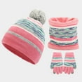 thumbnail image 2 of Bibifish Kids Hat Gloves Scarf Sets Comfy 3 Pc Trendy Striped Pattern Knit Beanies Hat Gloves And Neck Warmer Soft Comfy Hat Gloves Scarf Sets, 2 of 5