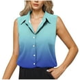 thumbnail image 2 of JGGSPWM Women's Business Tops Fashion Gradient Color Sleeveless Summer Shirts Button Down Casual Work Tunic Shirt Blue L, 2 of 6