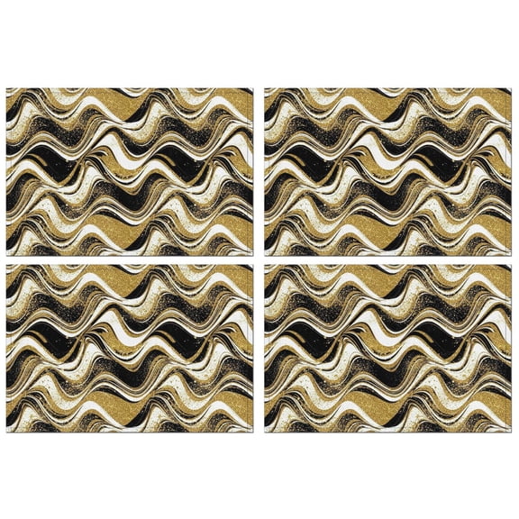 Black Gold White Marble Pattern Summer Placemats Table Placemats Set Of 4-Linen Kitchen Washable Placemats Table Mats 11.8"x17.7" Non-Slip Heat Resistant