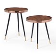 thumbnail image 4 of Meli Large Side Table, Walnut Veneer Top with Rose Gold Frame, Black Stainless Steel Legs and Rose Gold Caps, 4 of 4