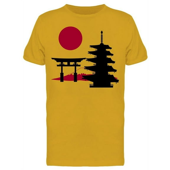 Pagoda Torii  Mt Fuji Sun Japan T-Shirt Men -Image by Shutterstock, Male 3X-Large