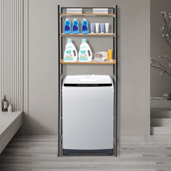 Stylish 3-Tier Freestanding Washing Machine Shelf with Ample Storage 69*30*181cm