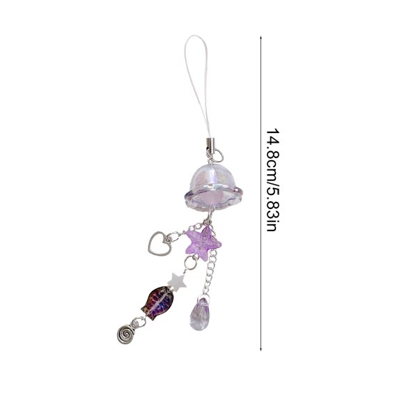 Bwiyojiz Home Decoration Other Liuli Starfishes Small Fish Wind Chime Accessories Pendant Bag Earphone Mobile Phone Chain Keychain, Gifts for Mom, Purple
