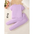 thumbnail image 3 of Bagilaanoe 2Pcs Little Girl Valentine's Day Outfits Heart Print Short Sleeve T-Shirt Tops + Sweatpants 3T 4T 5T 6T 7T Kids Long Pants Set, 3 of 9