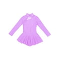 thumbnail image 3 of Fldy Kids Girls Mesh Long Sleeves Ballet Dance Tutu Dress Gymnastics Leotard Figure Skating Dress Lavender 8, 3 of 6