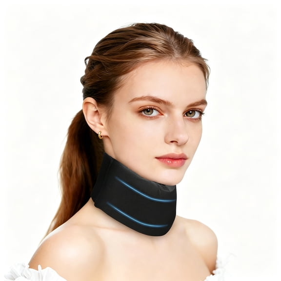 XIRQI Neck Brace for Sleeping-Cervical Collar Relief Neck Pain and Neck Support Soft Foam Wraps Keep Vertebrae Stable for Relief of Cervical Spine Pressure for Women&Men Black