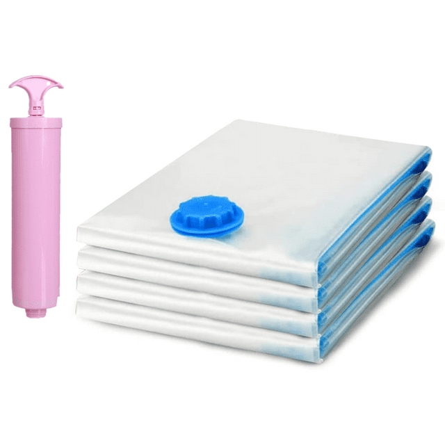 Vacuum Storage Bags. Hand-Pump for Travel! Zip Seal and Seal Valve! Vacuum Sealer Bags for Comforters, Blankets, Bedding, Clothing