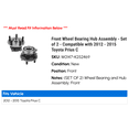 thumbnail image 2 of Front Wheel Bearing Hub Assembly - Set of 2 - Compatible with 2012 - 2015 Toyota Prius C 2013 2014, 2 of 2