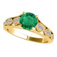 thumbnail image 3 of Mauli Jewels Rings for Women 1 Carat Diamond And Emerald Ring Prong-Setting 14k Yellow Gold, 3 of 6