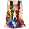 thumbnail image 2 of Honeii Colorful Art Dog Print Fleece Blanket - Throw Blanket for Bed, Sofa, Couch, Camping, and Travel , Microplush Ultra Soft Warm Blanket-60"x50", 2 of 7