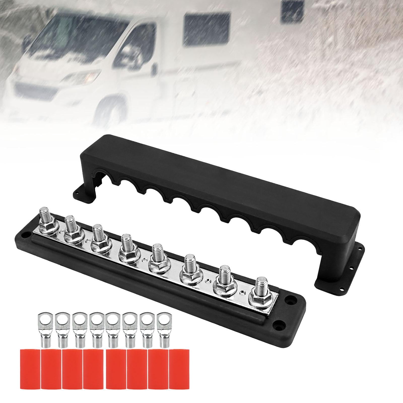 funtasica Power Distribution Block Bus Bar Terminal Block Part Replacement Upgrade Design 12-48V Battery Busbar 300A for Cars Boat Black