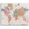 thumbnail image 1 of KSIW-Detailed Boho World Map Canvas Wall Art, Design by Elizabeth Medley, 1 of 6