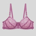 thumbnail image 2 of Xijirk Women Sheer Lace Underwire Bra Thin Cup Bow Adjustable Shoulder Strap for Everyday Wear,Pink,85C, 2 of 6