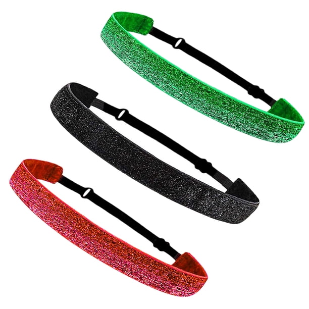 3 diademas elásticas para yoga, sin usar, a la moda, deportivas, para mujer y niña (una roja, verde y negra de cada una)