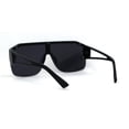 thumbnail image 2 of Mens Half Rim Flat Top Mobster Squared Shield Sunglasses All Black, 2 of 4