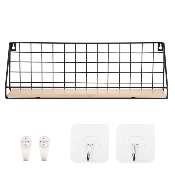 Yuarrent Estante de pared sin agujeros Estante de almacenamiento retro Estantes flotantes montados en la pared Estante de metal rústico Almacenamiento y organización del hogar Numero 3 Yuarrent HA025229-03