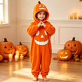 thumbnail image 3 of YunPes Unisex Kids Funny Pumpkin Onesie Boys Girls Cozy Flannel Fall Winter Hooded Jumpsuit Halloween Holiday Party Dress-Up, 3 of 9
