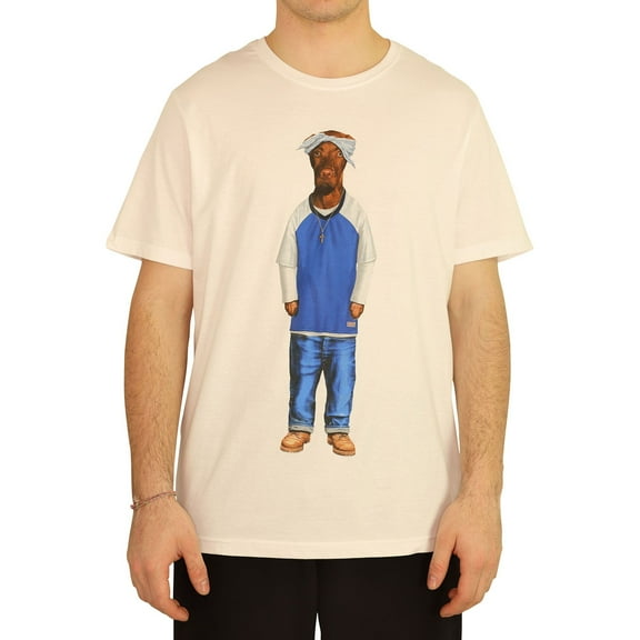 Elevenparis Mens Two Rap Dog Graphic T-Shirt, White, Small