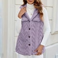 thumbnail image 2 of Fleece Vest Women, Comdrip Womens Vest with Hood 2025 Winter Fleece Button Up Long Vest Jackets Warm Lightweight Fall Outerwear Fall Vest for Women Purple XL, 2 of 7