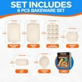 thumbnail image 2 of Baking Pan Set - Nonstick Coating, Carbon Steel Bakeware Set with White Silicone Handle, Recipe Booklet Included, Oven Safe Tray (Up to 450° F), Set of 6 - White, 2 of 4