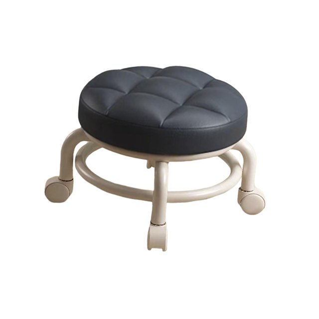 Asiento de rodillo bajo Muebles Taburete Multifuncional Portátil PU Cuero Acolchado Taburete con ruedas Asiento Sofá Taburete de té para dormitorio Negro Macarena Asiento de ruedas