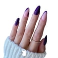 thumbnail image 4 of 24 piezas de uñas postizas de almendra, cortas, con purpurina negra, patrones de uñas French Presson, bonitas uñas postizas desnudas, cortas con pegamento para uñas, StilettoStickon, uñas para mujeres, 4 of 5