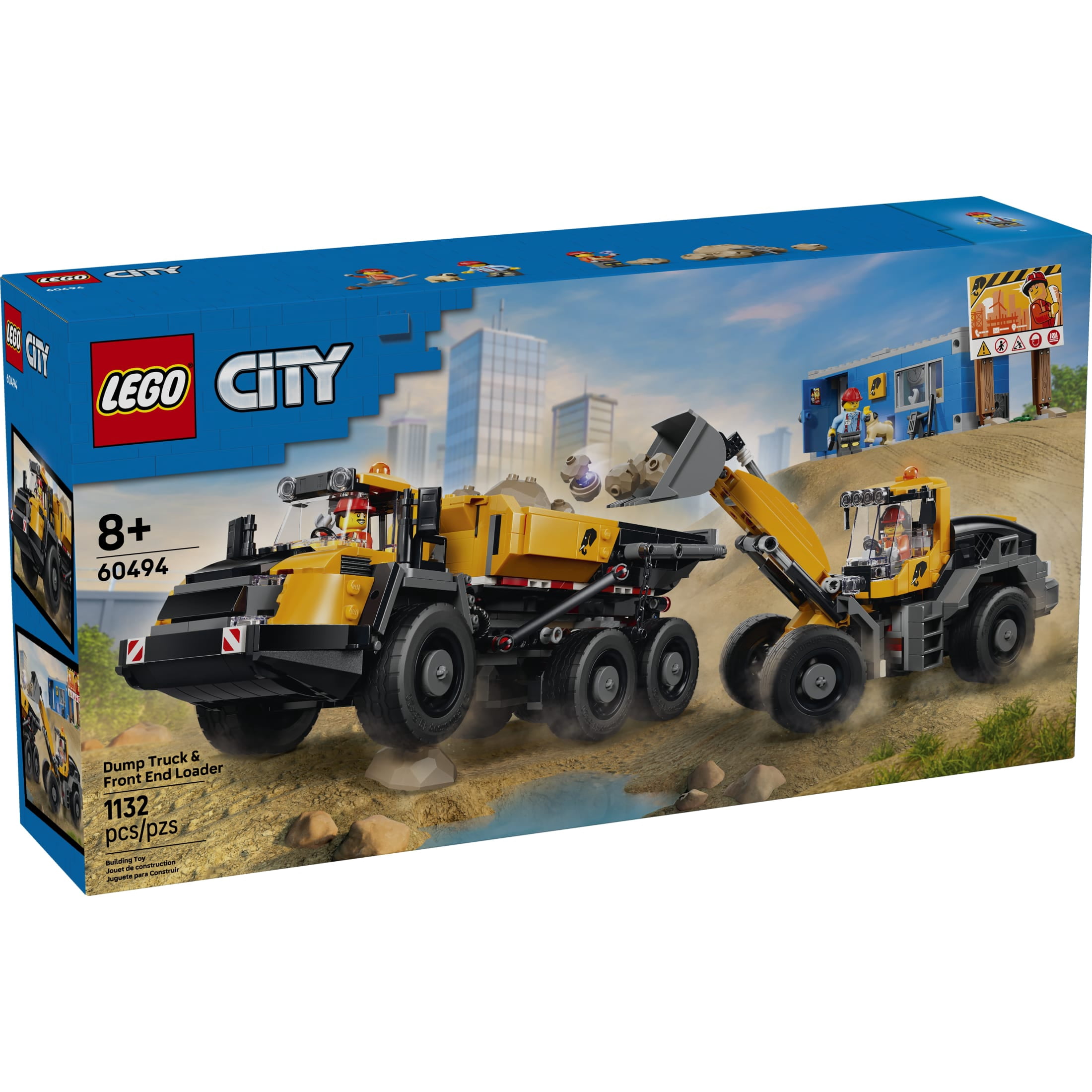 LEGO City Dump Truck & Front End Loader - Building Toy for Boys & Girls, Ages 8+ - Kids Construction Truck Toys - Gift for Birthdays - 60494