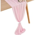 thumbnail image 1 of shiyou-Pink Chiffon Table Runner 27x120 Inch Sheer Table Runner Overlay Wedding Decorations Rectangular Tablecloth Holiday Elegant Wedding Table Decoration-1 Piece, 1 of 4