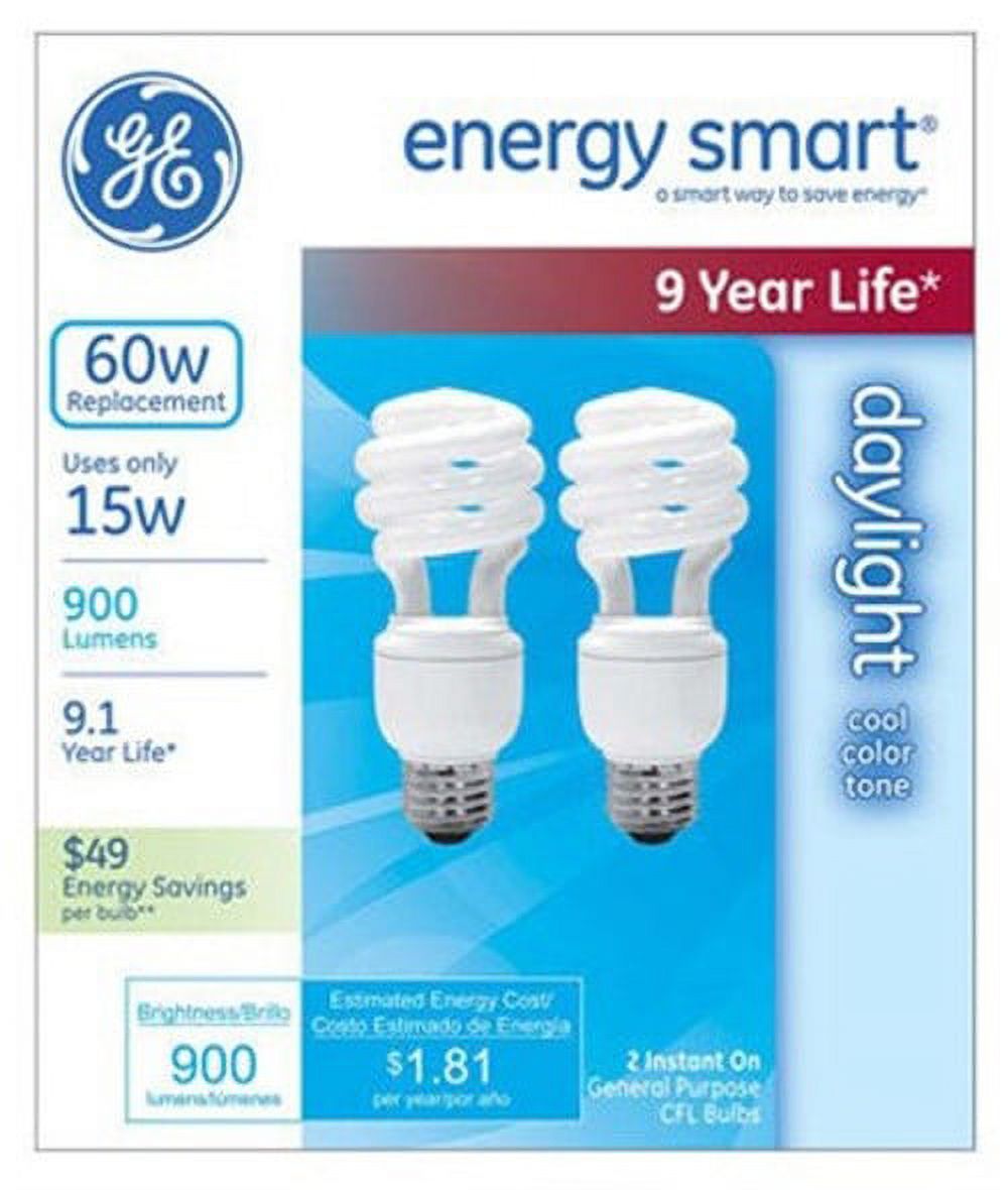 G E Lighting 64005 CFL Spiral Bulb, Daylight, 14-Watt, 2-Pk. - image 2 of 2