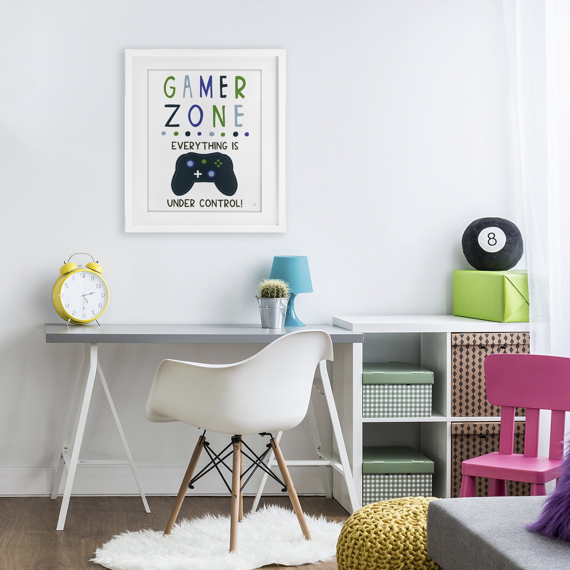 Stupell Industries Everything Under Control Gamer Zone White Framed Print Under Glass, design by Elizabeth Tyndall