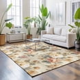 thumbnail image 3 of 3'x5' Area Rugs, White Pink Beige Peony Indoor Outdoor Area Rug for Living Room Bedroom, Farmhouse Vintage Floral Botanical Washable Bathroom Rugs Kitchen Floor Carpet Mats Home Decor Aesthetic, 3 of 8