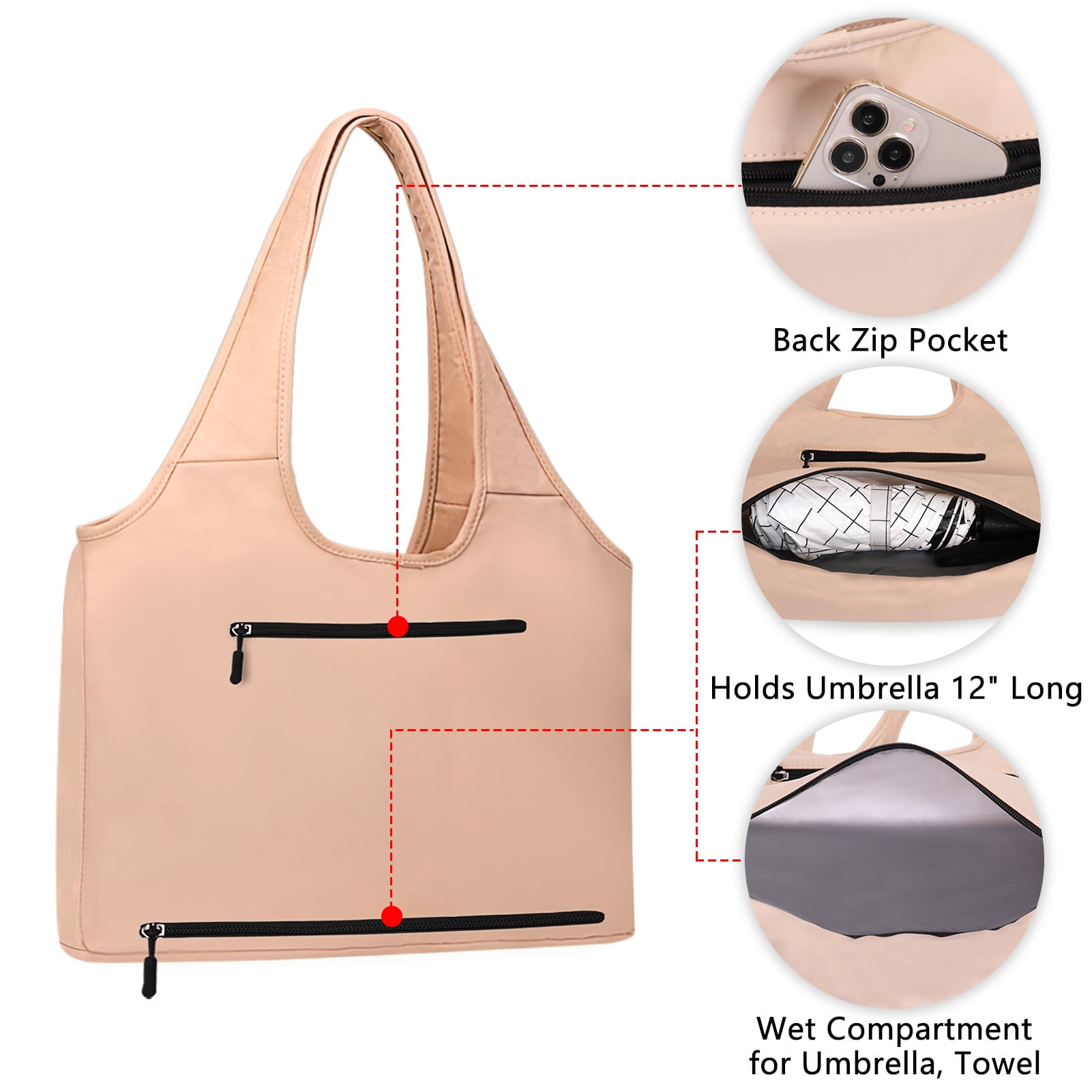 HAWEE Mommy Tote Bags for Women with Multi-Pockets Utility Shoulder Handbag for Work Nurse Travel Shopping Beach Gym, Beige