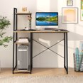 thumbnail image 2 of Costway Home Office Desk with Bookshelf Host Stand Metal Frame Study Writing Desk, 2 of 10