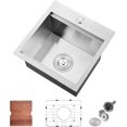 thumbnail image 2 of Drop in Kitchen Sink  Nano  Stainless Steel Deep Single Bowl with Efficient Drainage and Tarnish- Finish for Bar  Laundry  RV  Includes Accessories, 2 of 4