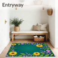 thumbnail image 3 of ODIKA 5'x7' Machine Washable Non-Slip Area Rug, Hook Yarn Crafting Wildflower Fairy Tale Forest Adventure Theme High Traffic Rug, Yellow, 727887, 3 of 7