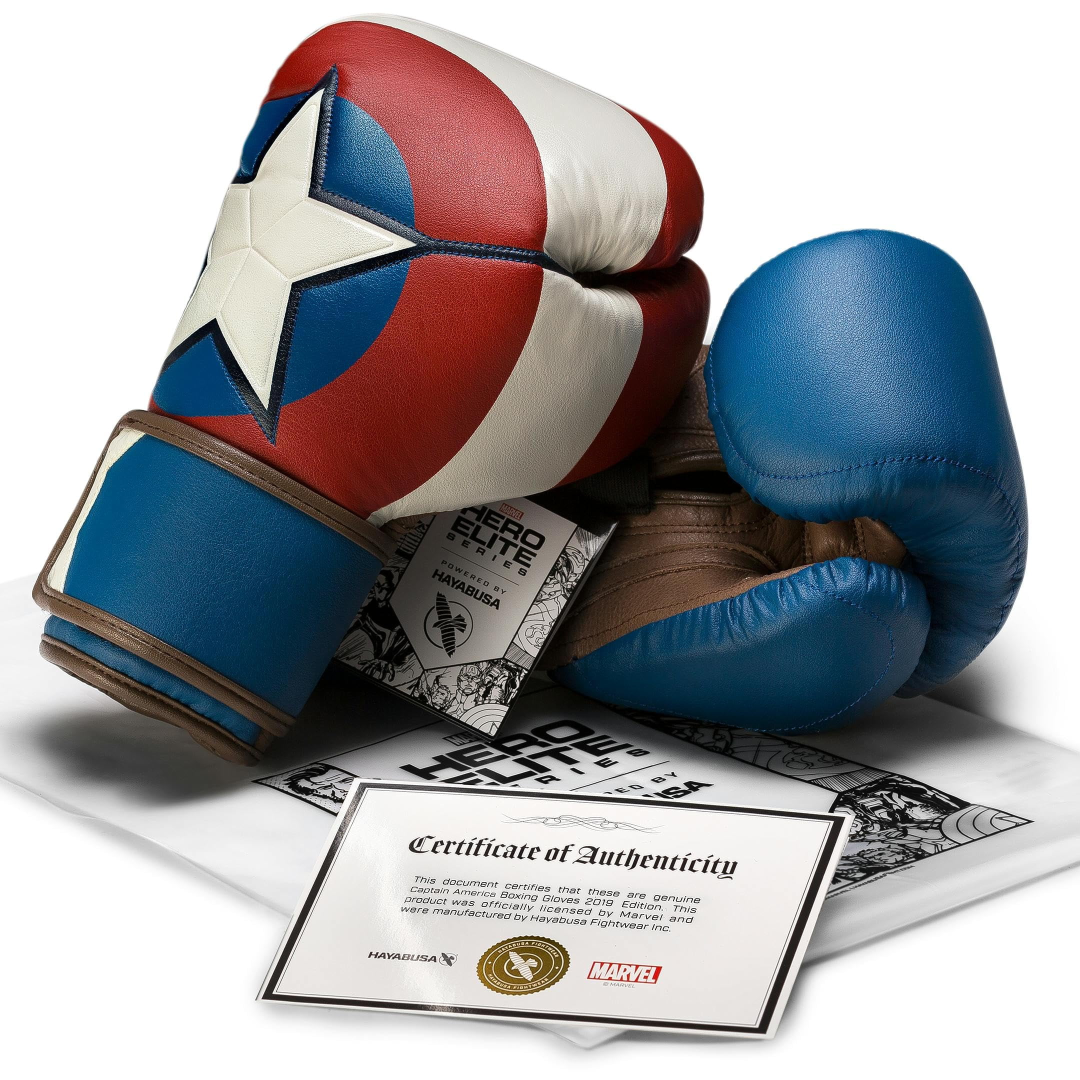 Hayabusa Marvel Hero Elite Boxing Gloves for Men and Women - Captain America, 16 oz