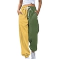 thumbnail image 2 of Yellow Wide Leg Sweatpants Women Fashion Women's Loose Breathable Color Blocking Gradient Casual Pants Side Pockets Leg Opening Drawstring Seasonal Casual Pants Fashion Clothing, 2 of 4