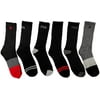 Fila Men's 6-Pack Color Block Stripes Half Cushion Crew Socks Black