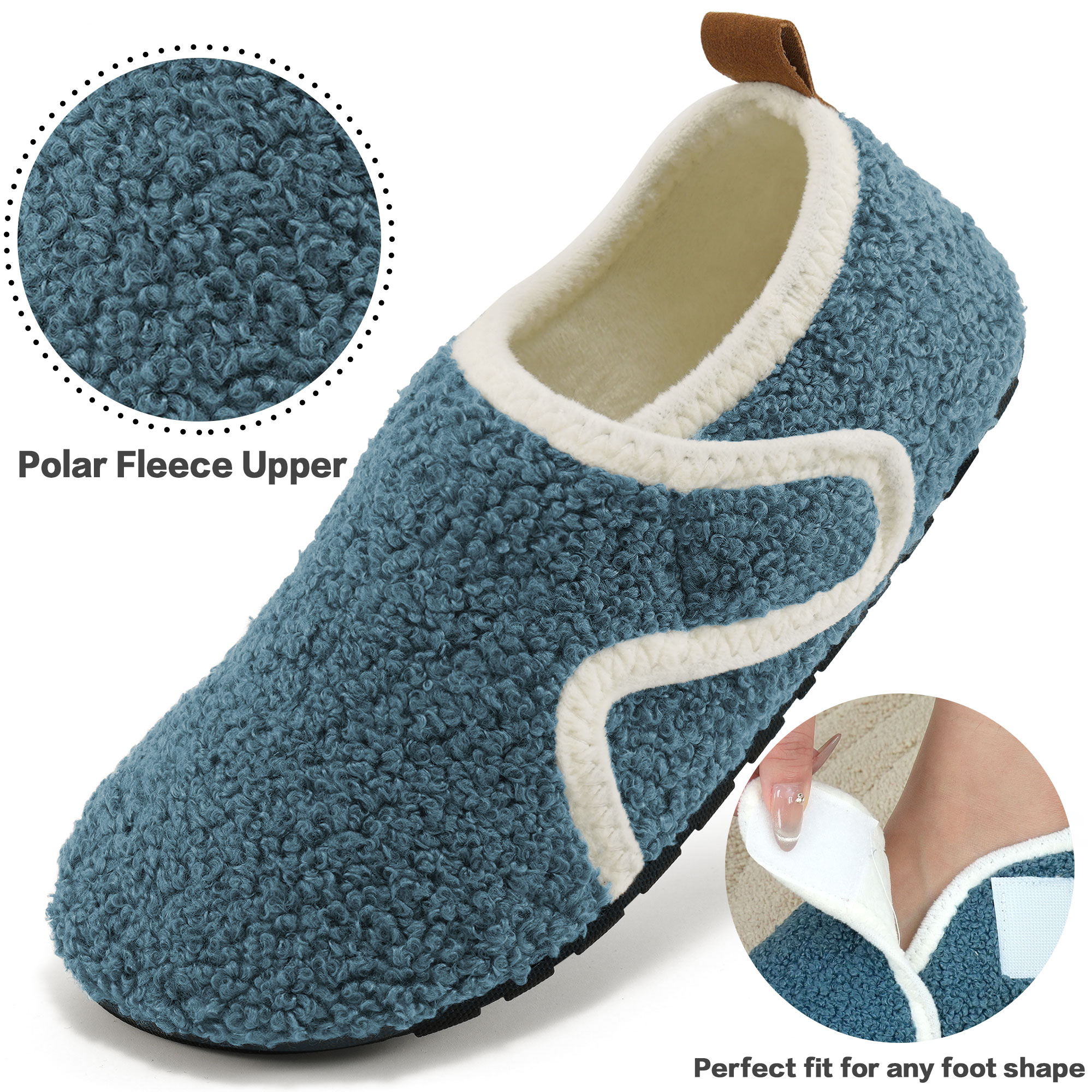 Ecetana Women's Fuzzy Fleece House Slippers, Blue photo 3
