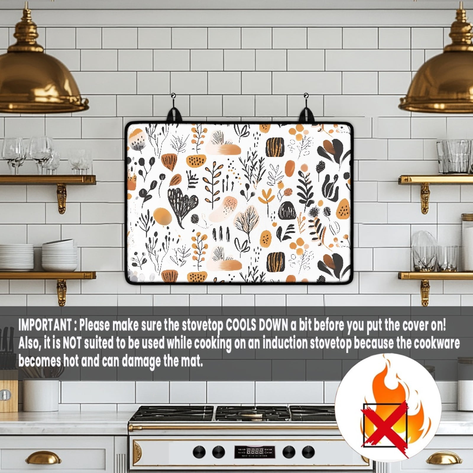 Xoenoiee Abstract Boho Geometric Art Print Stove Top Cover for Electric Stove, 29.18 x 20.96 inches Stove Cover Mat Cooktop Protector Range Top Mat Cooktop Dust Protection Cover