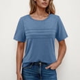 thumbnail image 2 of Yanlir Classique Hauts à Col Rond Manches Courtes pour Femmes Couleur Unie Printemps Été Blouse Décontractée, Basique Coupe Ample Style T-Shirt pour Usage Quotidien 2025(Bleu2,), 2 of 6