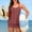 Brown, variant on Womens Tankini 2 Piece Solid Color Padded Backless Drawstring Top