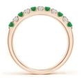 thumbnail image 2 of ANGARA Natural Shared Prong Emerald and Diamond Half Eternity Ring in 14K Rose Gold for Women (Size-2.1mm) | May Birthstone, Birthday, Anniversary, Jewelry Gift for Women | Natural Emerald Ring, 2 of 9