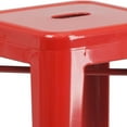 thumbnail image 3 of 30'' High Backless Red Metal Indoor-Outdoor Barstool with Square Seat, 3 of 9