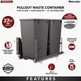 thumbnail image 4 of Rev-A-Shelf Double 27 Quart Pullout Soft-Close Waste Container, Gray, 4 of 10