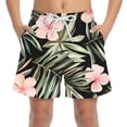 thumbnail image 2 of Virmaxy Hawaiian Print Quick Dry Beach Shorts Lightweight Elastic Waist Swim Trunks with Pockets for Outdoor Beach Pool Surfing, for 4-15Y, 2 of 8