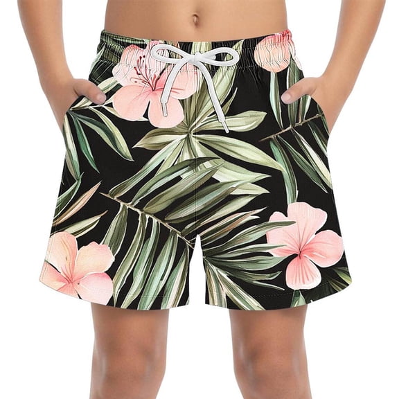 Tranfacy Boys 4-15 Years Summer Print Pocket Beach Shorts for Beach Surf Outdoor Casual Wear